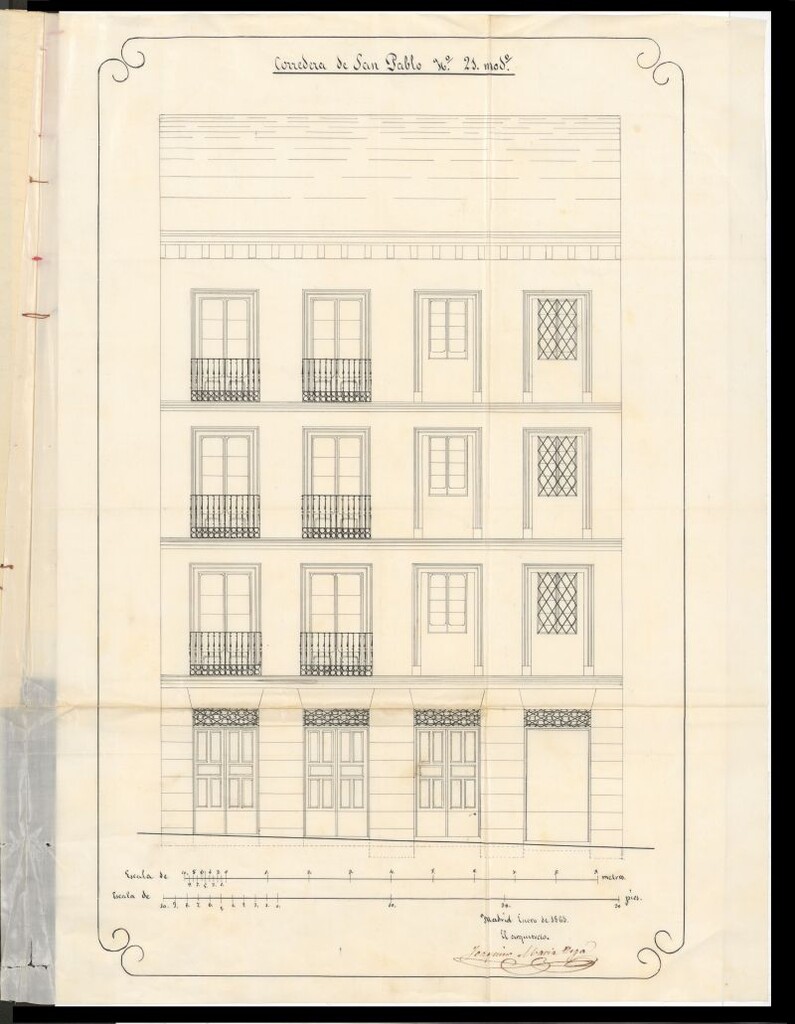 Miniatura de D. Cipriano de la Cruz, en solicitud de licencia para construir de nueva planta, la casa de su propiedad, sita en la Corredera Alta de S. Pablo, nº 25, manzana 453.