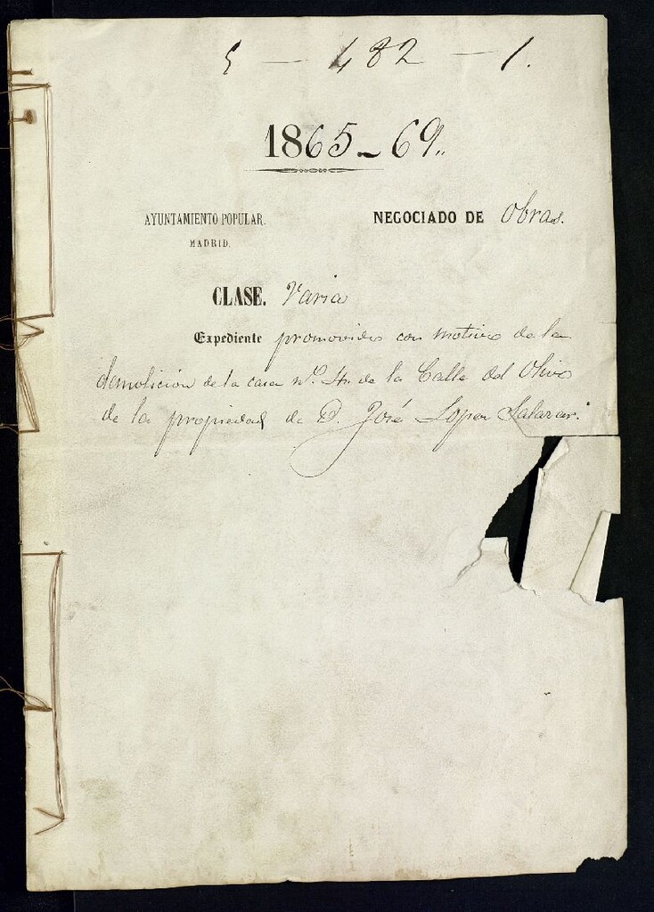 Miniatura de Promovido con motivo de la demolición de la casa nº 4 de la calle del Olivo de la propiedad de D. José López Salazar.