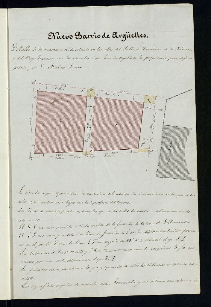 Miniatura de D. Matías Lacasa, dueño de un terreno en la manzana 4ª del Barrio de Argüelles, de la designación de la rasante para la calle del Tutor.