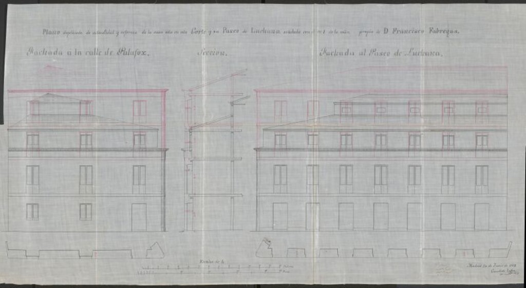 Miniatura de D. Francisco Fábregas del Pilar, expediente instruido en solicitud de licencia para reformar  la casa nº 1 del Paseo de Luchana.