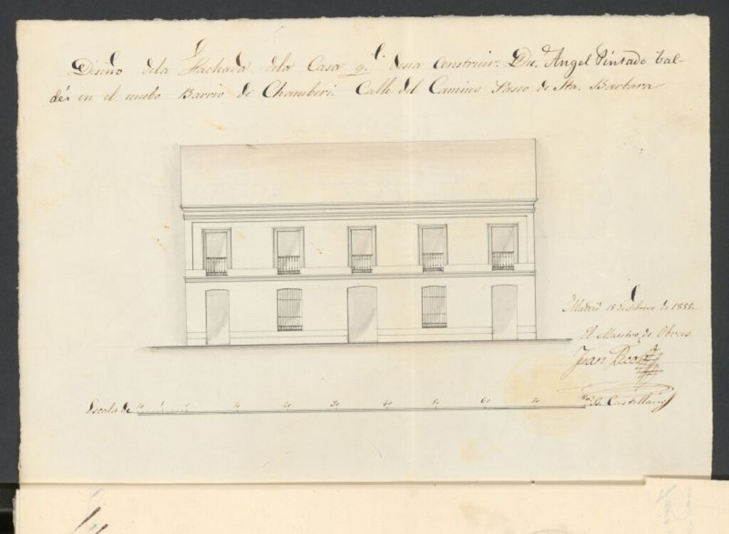 Miniatura de D. Federico de Onis, en solicitud de licencia para convertir un sotabanco en piso 3º, nº 3 de la calle de Sta. Engracia y añadir a la finca un terreno contiguo de su propiedad.