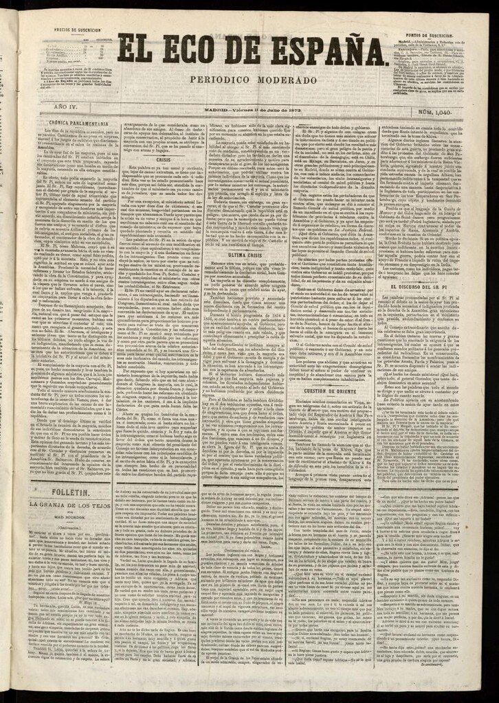 Miniatura de El Eco de España del 11 de julio de 1873