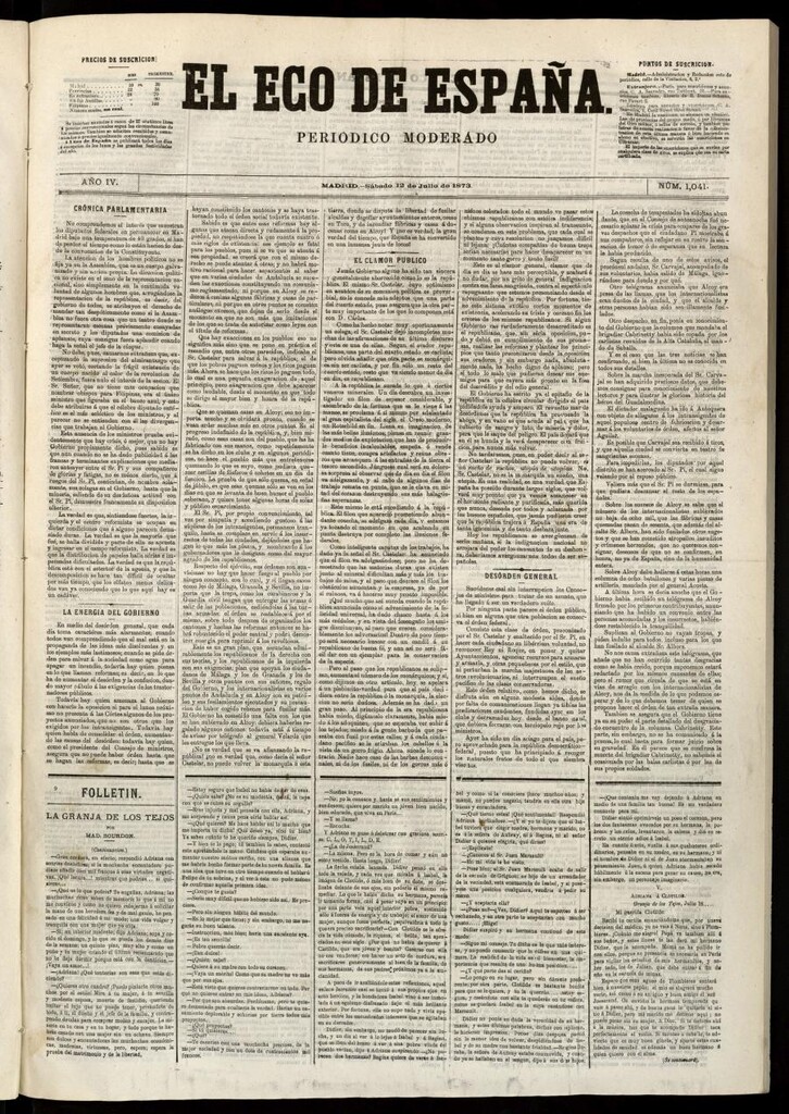 Miniatura de El Eco de España del 12 de julio de 1873