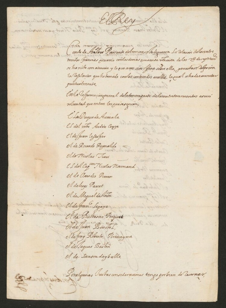 Miniatura de Real cédula de Felipe III al Conde de Añover sobre la reformación del sueldo de los franceses del ejército de Flandes