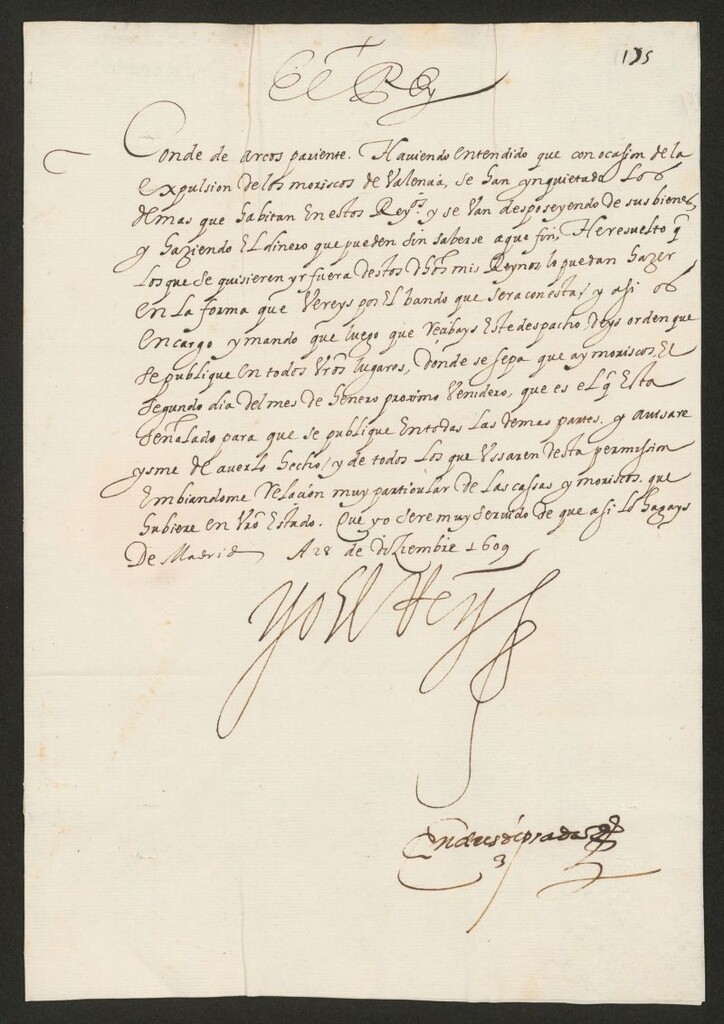 Miniatura de [Real cédula de Felipe III sobre como proceder en la expulsión de los moriscos de los reinos de Castilla]