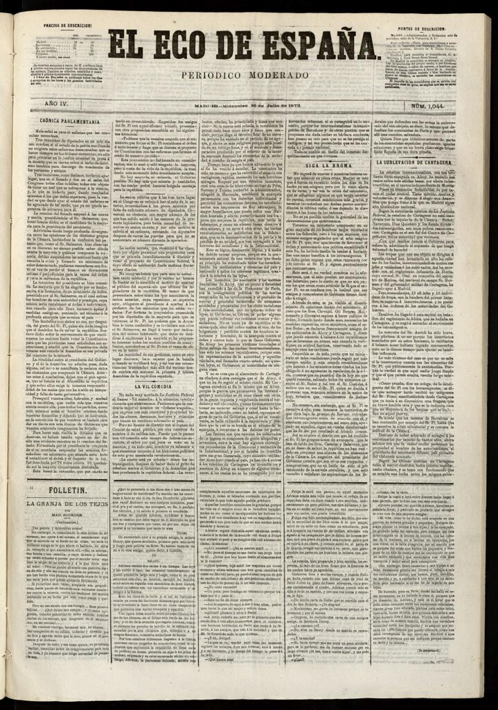 Miniatura de El Eco de España del 16 de julio de 1873