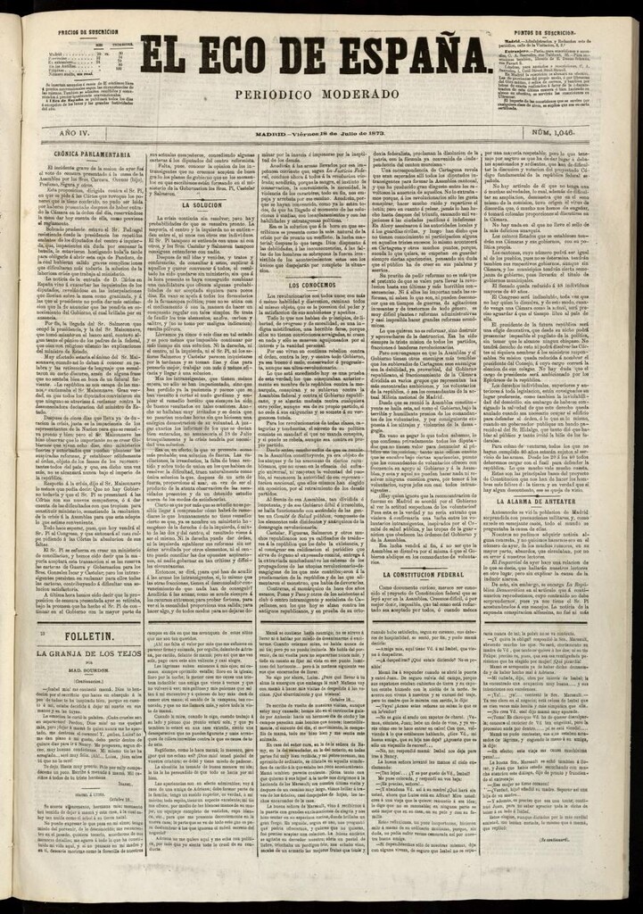 Miniatura de El Eco de España del 18 de julio de 1873