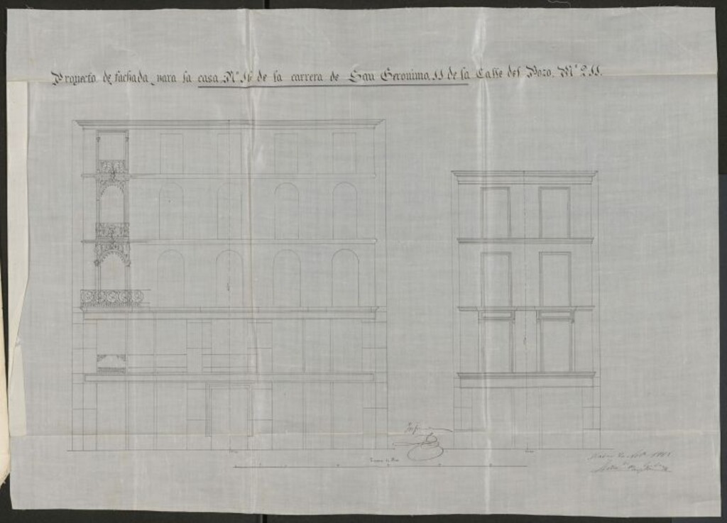 Miniatura de D. Tomás Ysern, en solicitud de licencia para construir de nueva planta su casa Carrera de S. Jerónimo nº 16 moderno, con vuelta a la del Pozo.