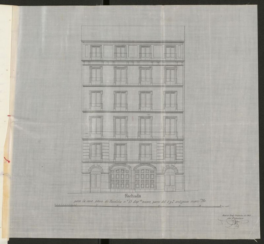 Miniatura de D. Simón de la Riva, en solicitud de licencia para construir de nueva planta en el solar nº 15, sito en el Paseo de Recoletos.