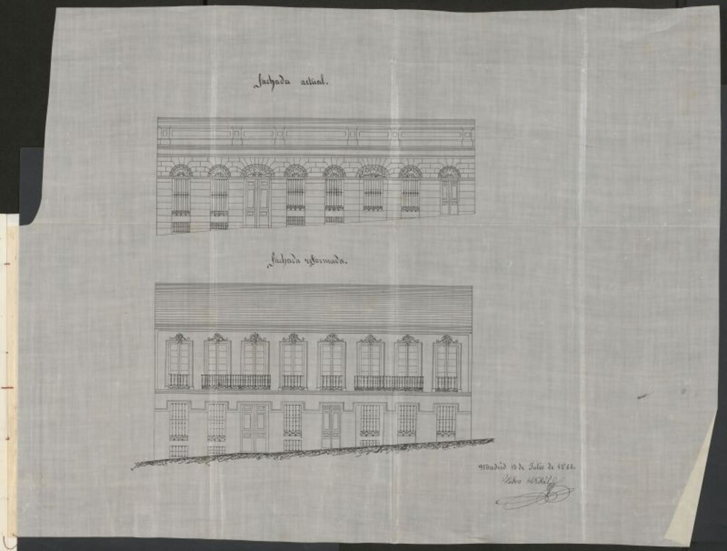 Miniatura de D. Esteban y Dª Rosa Martín, en solicitud de licencia para aumentar un piso de su casa calle del Reloj, nº 10.