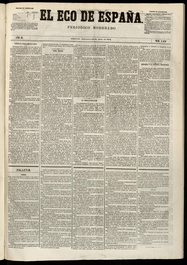 Miniatura de El Eco de España del 23 de julio de 1873