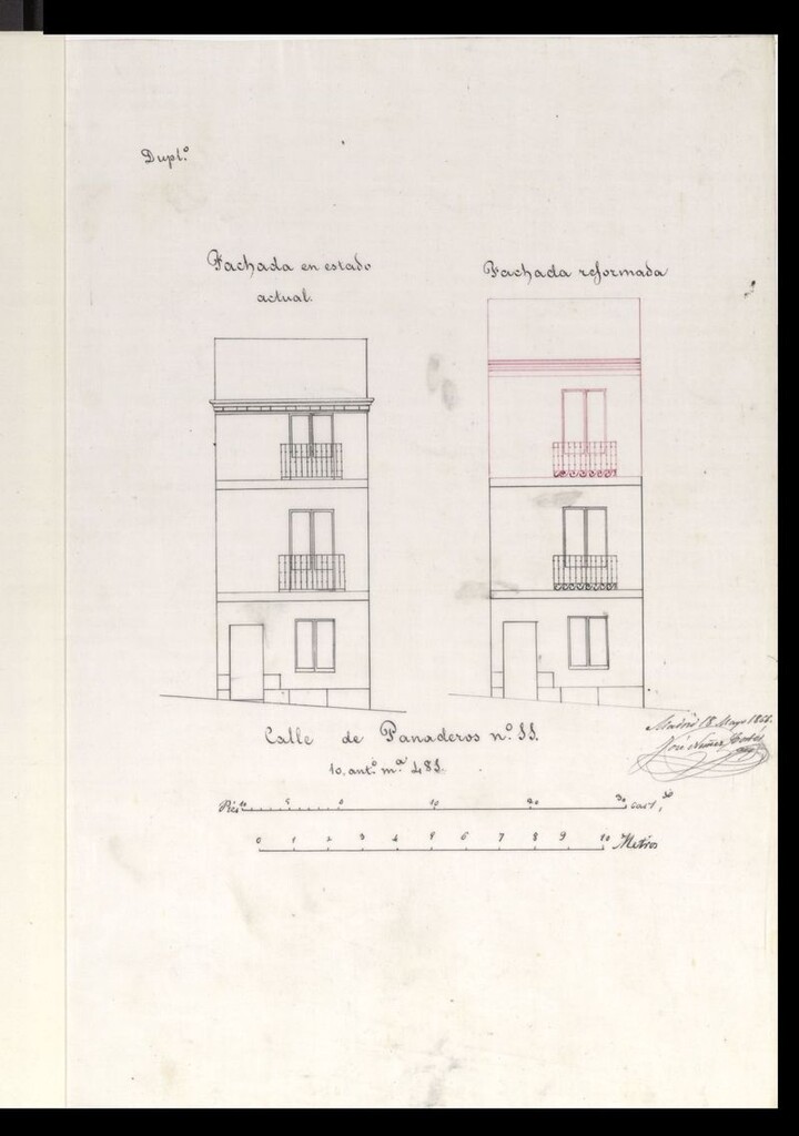 Miniatura de D. Eusebio Novoa, en solicitud de licencia para aumentar las altura de su casa calle de Panaderos, nº 11.