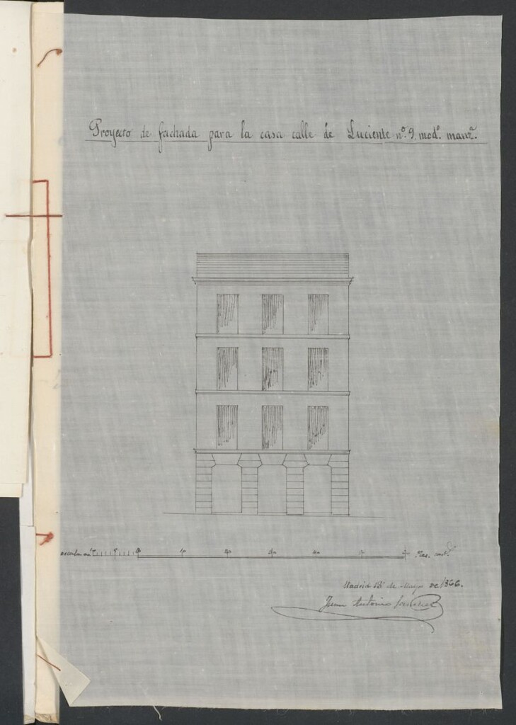 Miniatura de D. Justo de las Heras, en solicitud de licencia para construir su casa calle de Luciente nº 9 moderno, manzana 106.