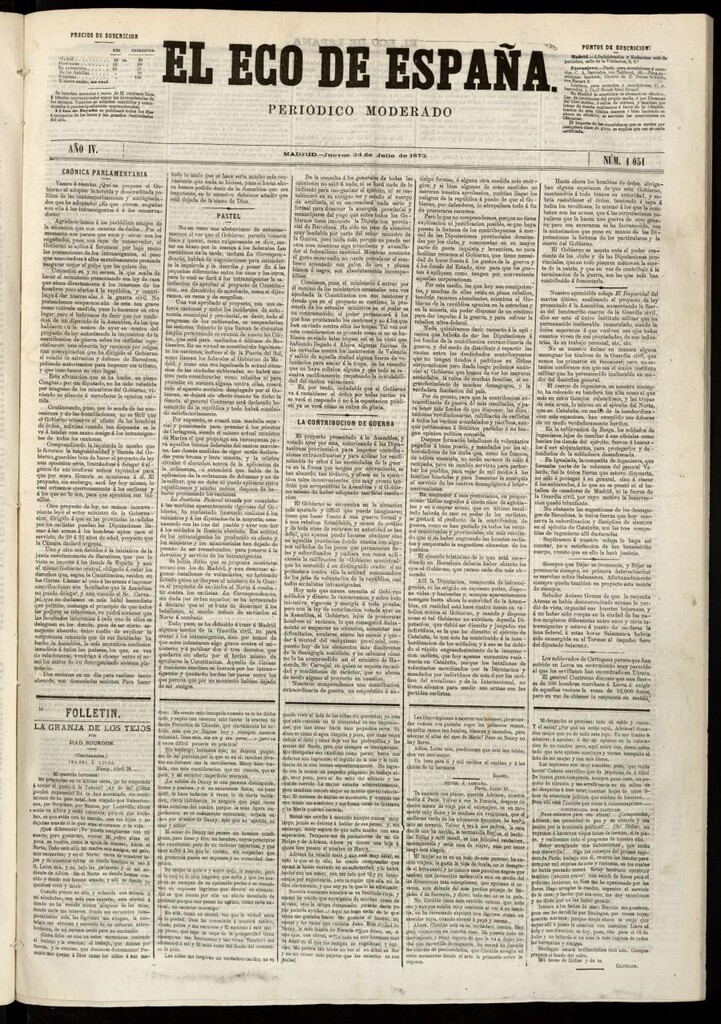 Miniatura de El Eco de España del 24 de julio de 1873