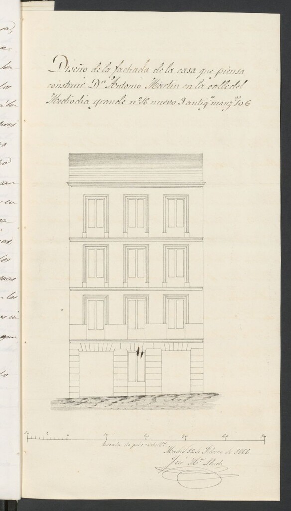 Miniatura de D. Antonio Martín, en solicitud de licencia para construir de nueva planta su casa calle de Mediodía Grande, nº 16 moderno, manzana 106.