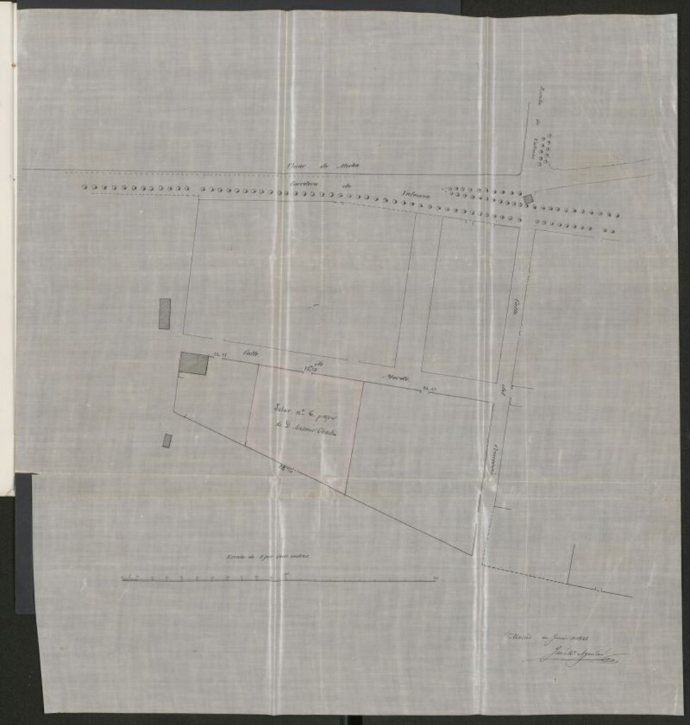 Miniatura de D. Antonio Ubach, expediente instruido en solicitud de licencia para edificar una casa en el nº 6 de la calle de Moreto.
