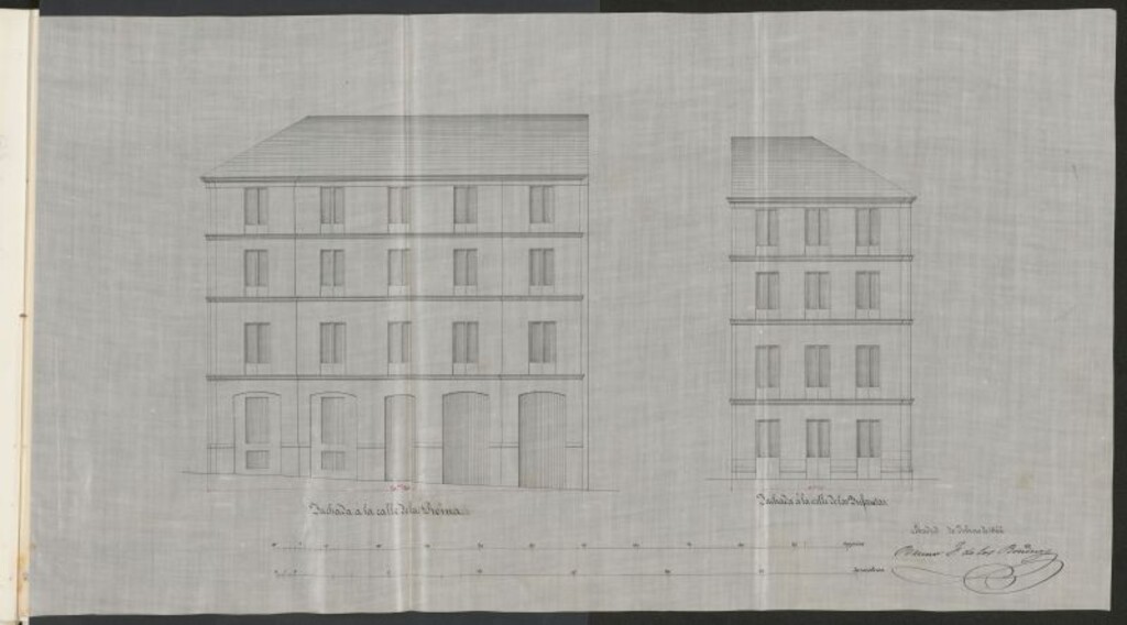Miniatura de Excmo. Sr. Marqués de la Vega de Armijo, en solicitud de licencia para construir de nueva planta en su casa calle de la Reyna nº 43 y 45, con vuelta a la de S. Jorge y de las Infantas.