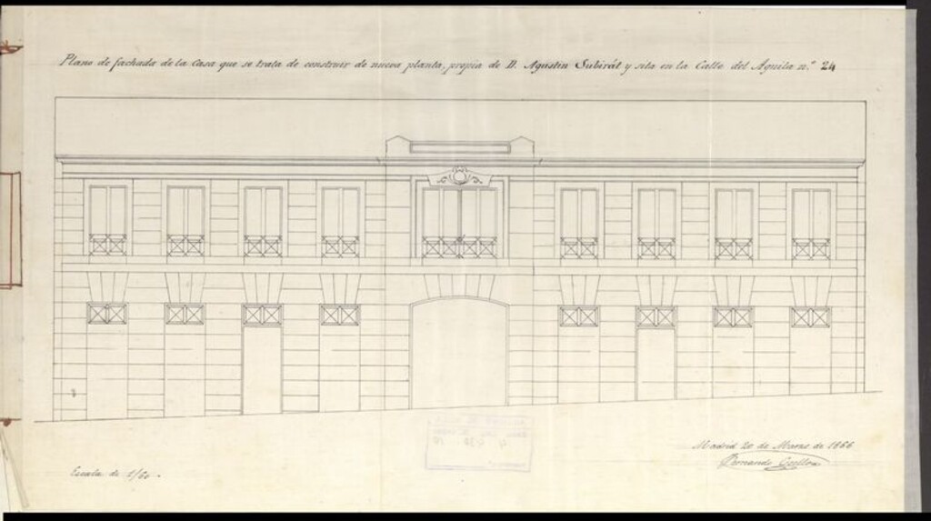 Miniatura de D. Agustín Subirat, en solicitud de licencia para construir su casa calle del Aguila nº 24, manzana 115.
