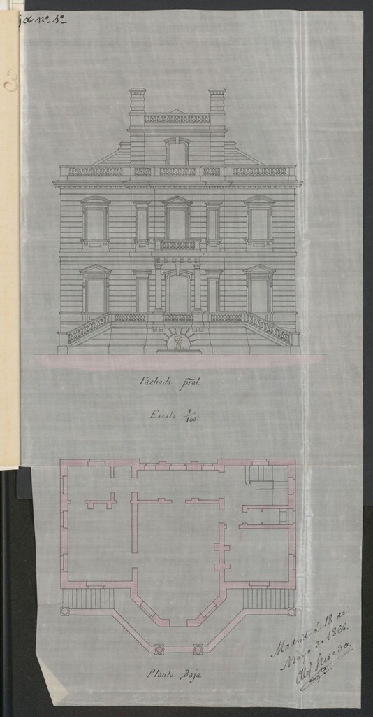 Miniatura de D. Miguel Sainz de Indo, expediente instruido en solicitud de licencia para edificar una casa en la manzana 185.