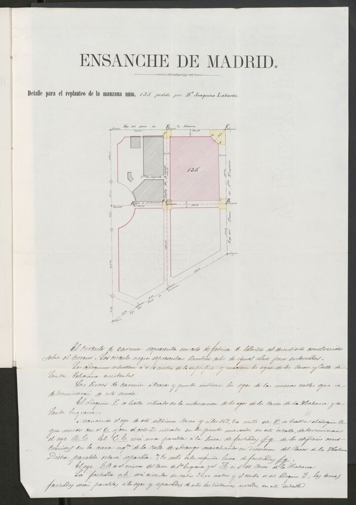 Miniatura de Dª Joaquina Labarta, expediente instruido en solicitud de licencia para edificar en la manzana 135, Paseo Sta. Engracia.