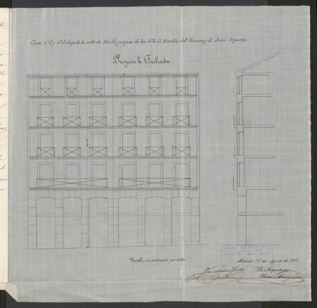 Miniatura de D. Nicolás Romero, en solicitud de licencia para construir de nueva planta su casa calle de Alcalá nº13 moderno, manzana 290.