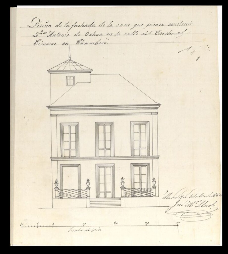 Miniatura de Dª. Antonia Ochoa, expediente instruido en solicitud de licencia para edificar en la calle del Cardenal Cisneros, 3,  manzana 92 .