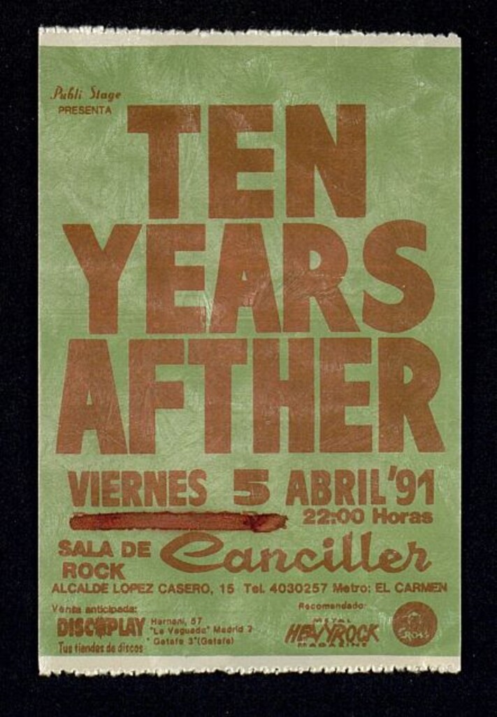 Miniatura de Entrada para el concierto de Ten years afther [sic]