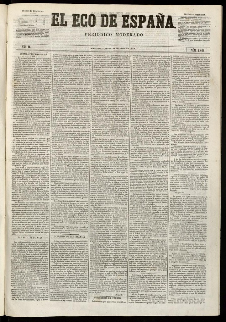 Miniatura de El Eco de España del 31 de julio de 1873