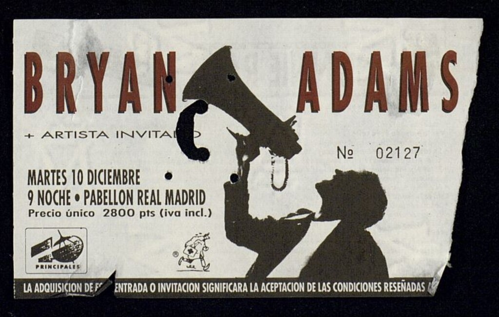 Miniatura de Entrada para el concierto de Bryan Adams