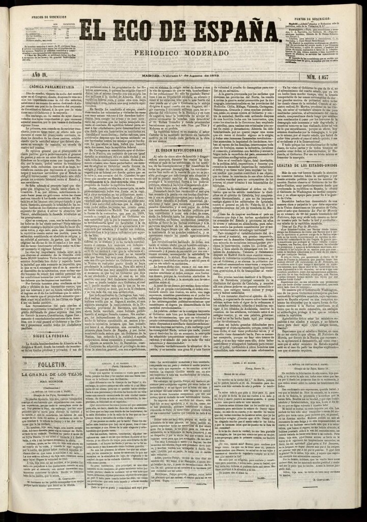 Miniatura de El Eco de España del 1 de agosto de 1873