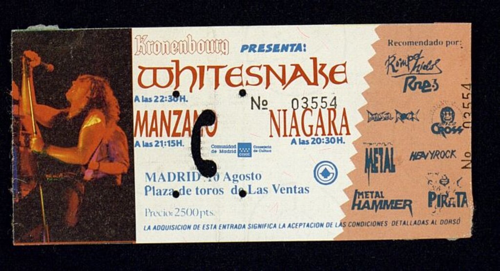 Miniatura de Entrada para el concierto de Whitesnake