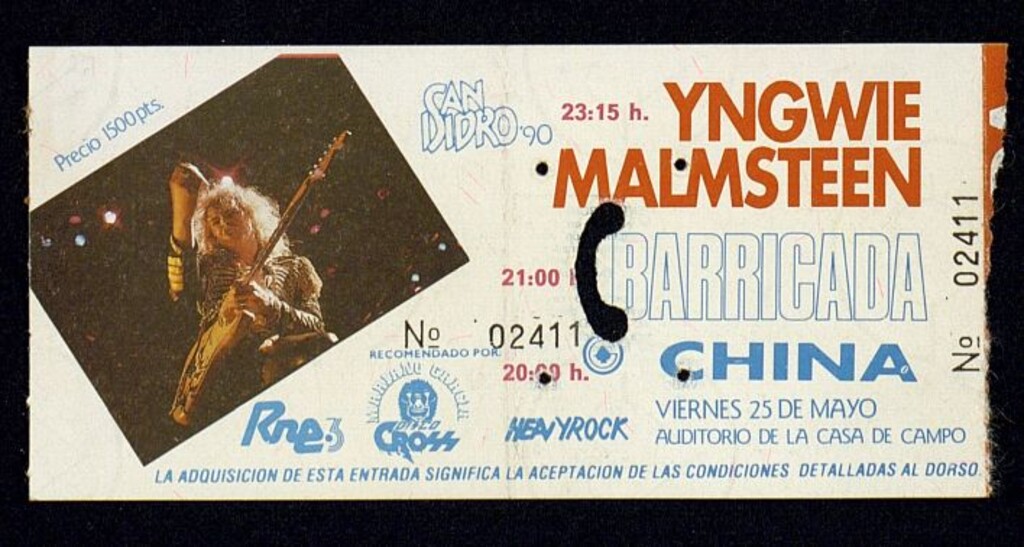 Miniatura de Entrada para el concierto de Yngwie Malmsteen