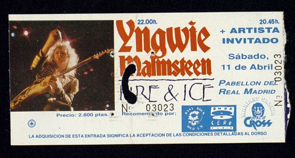 Miniatura de Entrada para el concierto de Yngwie Malmsteen