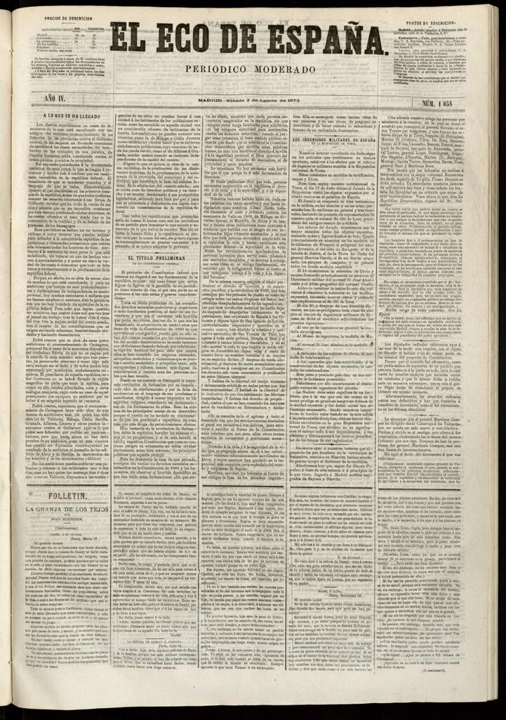 Miniatura de El Eco de España del 2 de agosto de 1873