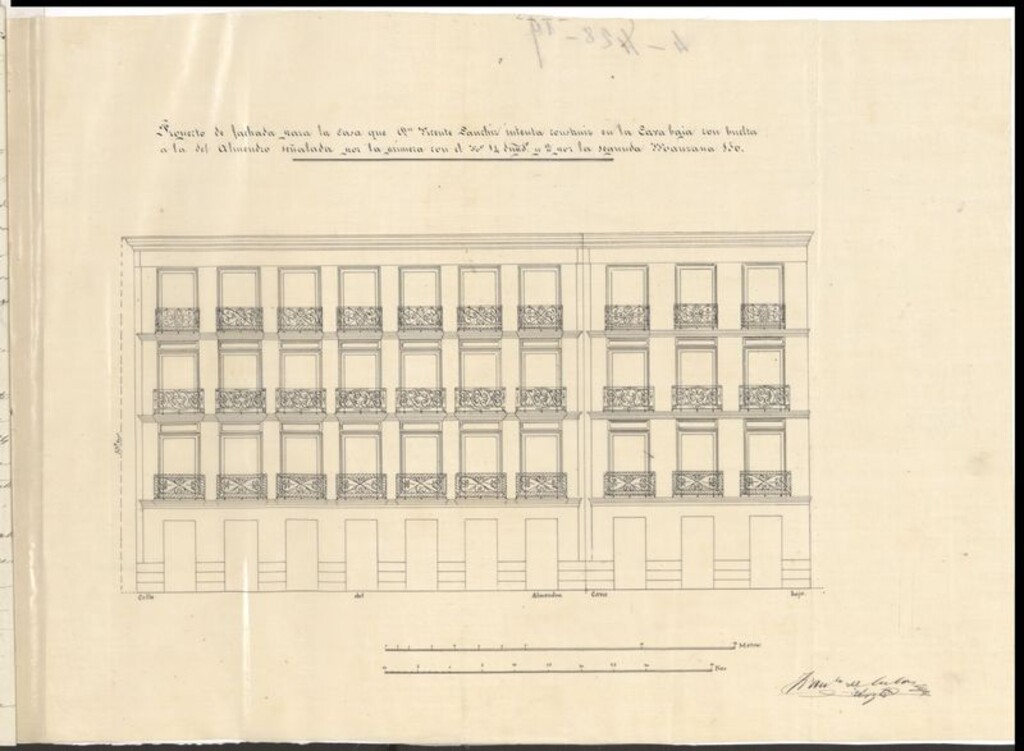 Miniatura de D. Vicente Sánchez para construir de nueva planta en su solar, calle de la Cava Baja nº 14 duplicado, con vuelta a la de Almendro nº 2, manzana 150.