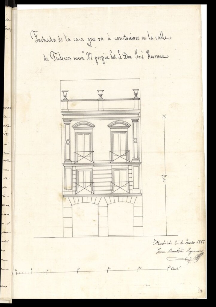 Miniatura de D. José María Herranz, solicita construir de nueva planta en el solar de su propiedad calle de Tudescos, nº 27.