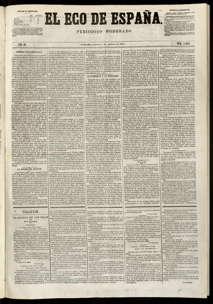 Miniatura de El Eco de España del 7 de agosto de 1873
