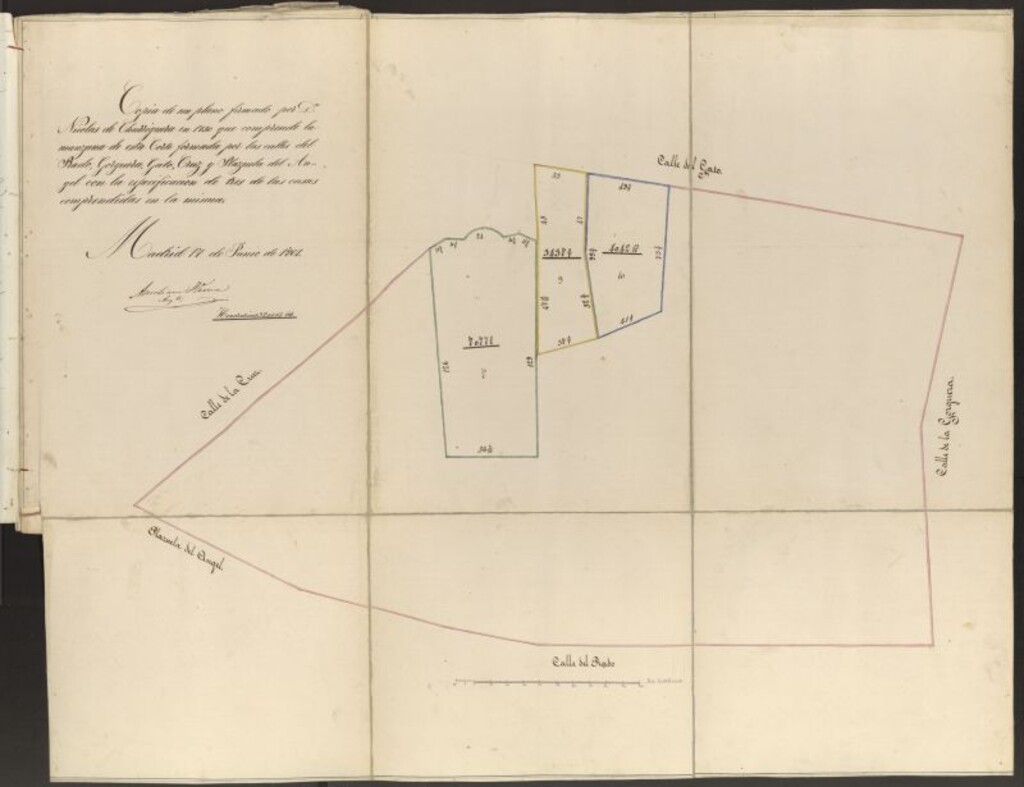 Miniatura de D. Manuel Nestosa, para probar el derecho que le ha asistido al edificar la casa nº 33 de la calle de la Cruz.