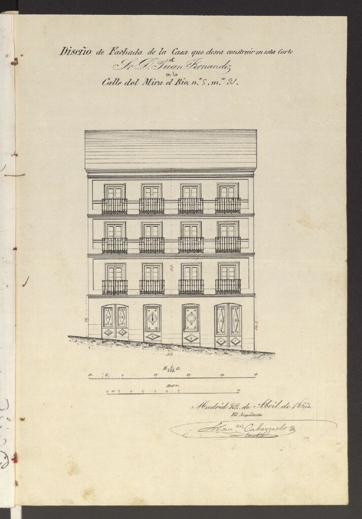 Miniatura de D. Juan Fernández Muradas, en solicitud de licencia para construir de nueva planta su casa calle de Mira al Río Baja nº 5.