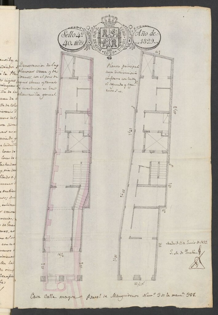 Miniatura de Expediente sobre aumento de piso y cerramiento de los soportales de la casa nº 32 de la calle Mayor, de la  propiedad de D. Tomás de Arcos.