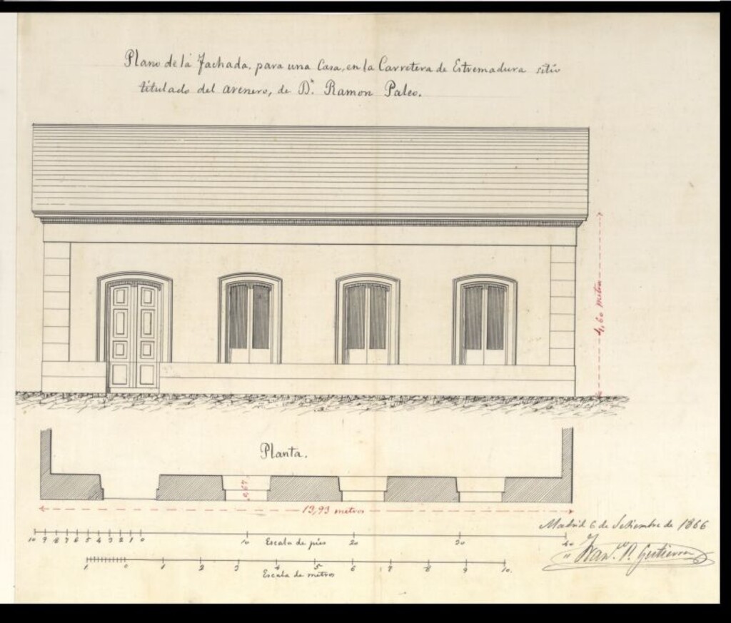 Miniatura de D. Ramón Paleo en solicitud de licencias para edificar una casa en la Carretera de Badajoz.