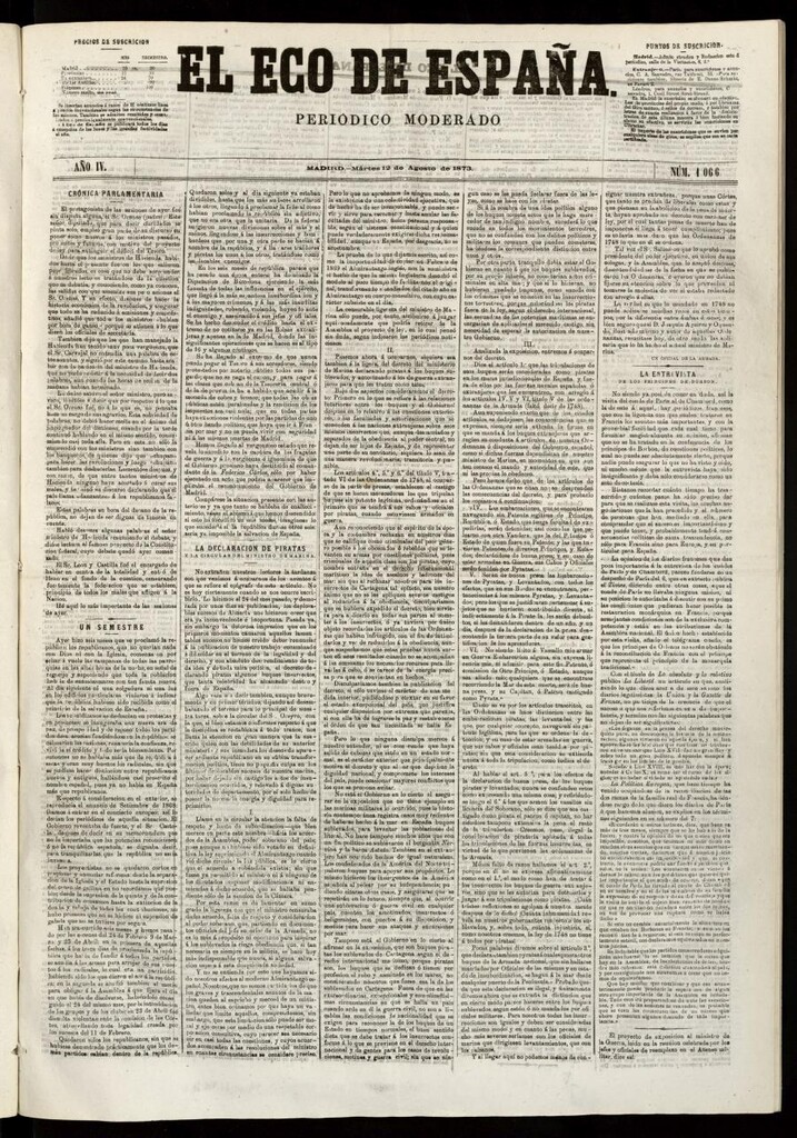 Miniatura de El Eco de España del 12 de agosto de 1873
