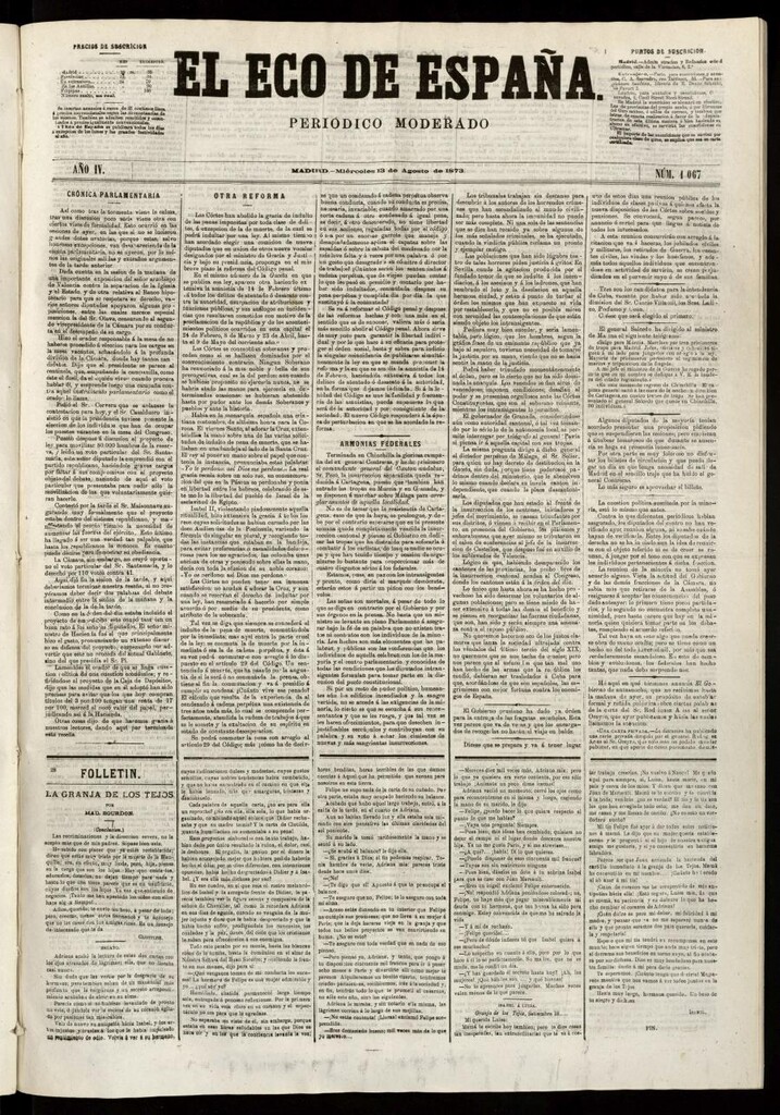 Miniatura de El Eco de España del 13 de agosto de 1873