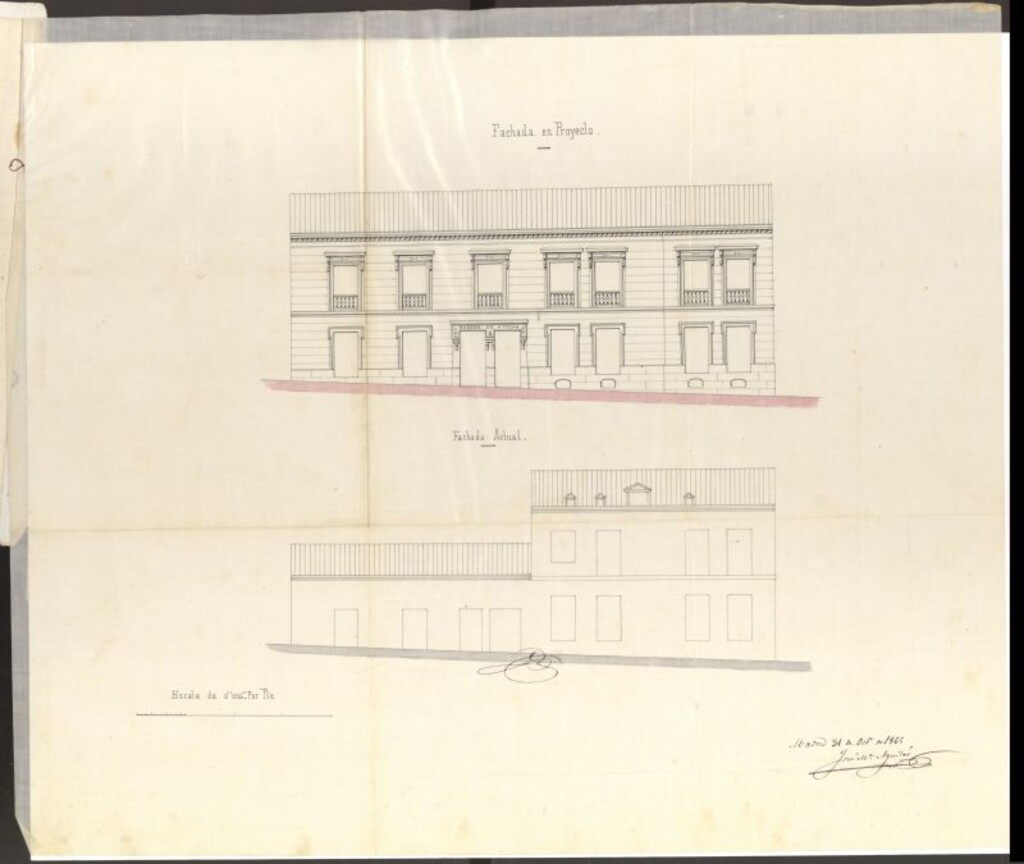 Miniatura de D. José Maria Aguilar, a nombre de d. Nicolás Gómez y González, dueño de la casa calle de Atocha nº 139, en solicitud de licencia para levantar un piso principal.