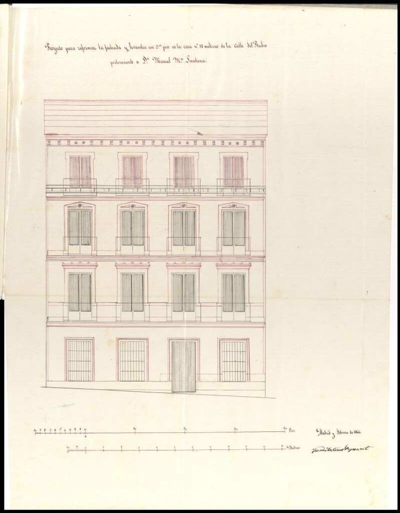 Miniatura de D. Manuel Maria Santana, en solicitud de licencia para levantar un tercer piso en su casa calle del Rubio nº 18 moderno.