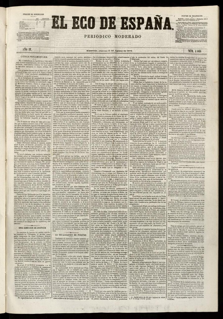 Miniatura de El Eco de España del 14 de agosto de 1873