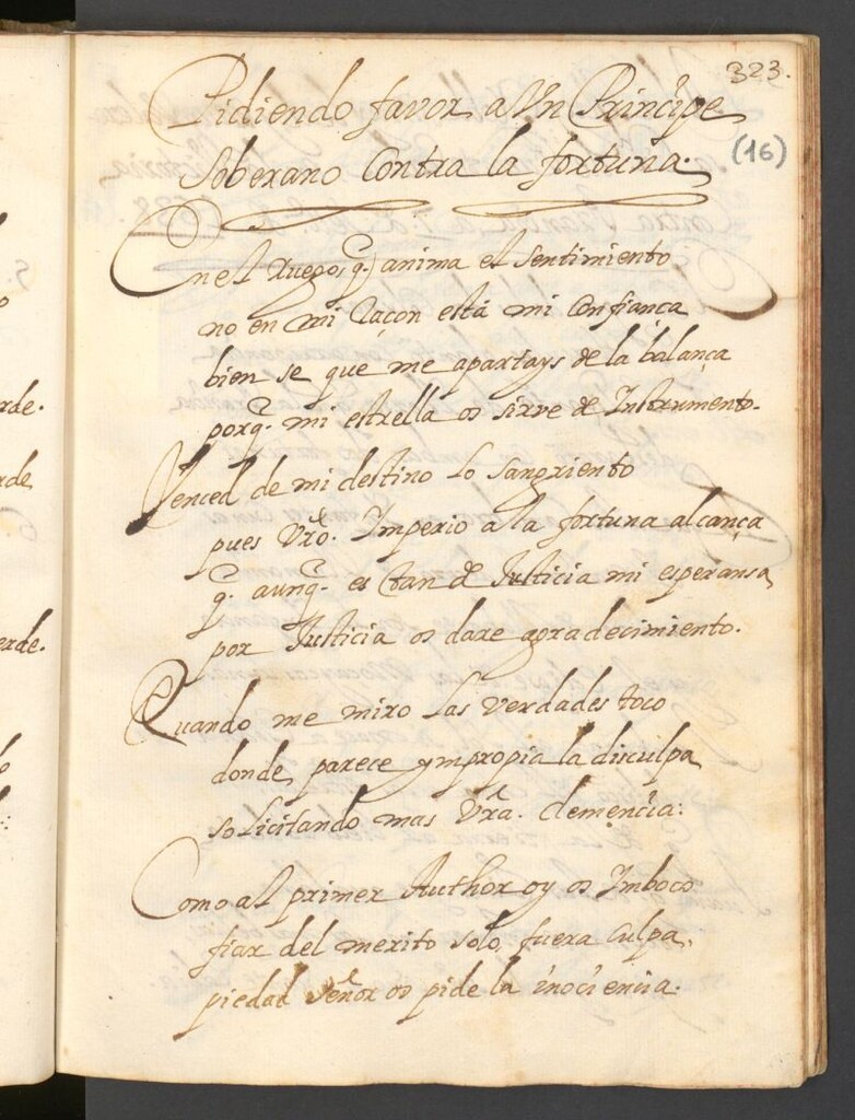 Miniatura de Pidiendo favor a un Príncipe soberano contra la fortuna [Soneto]