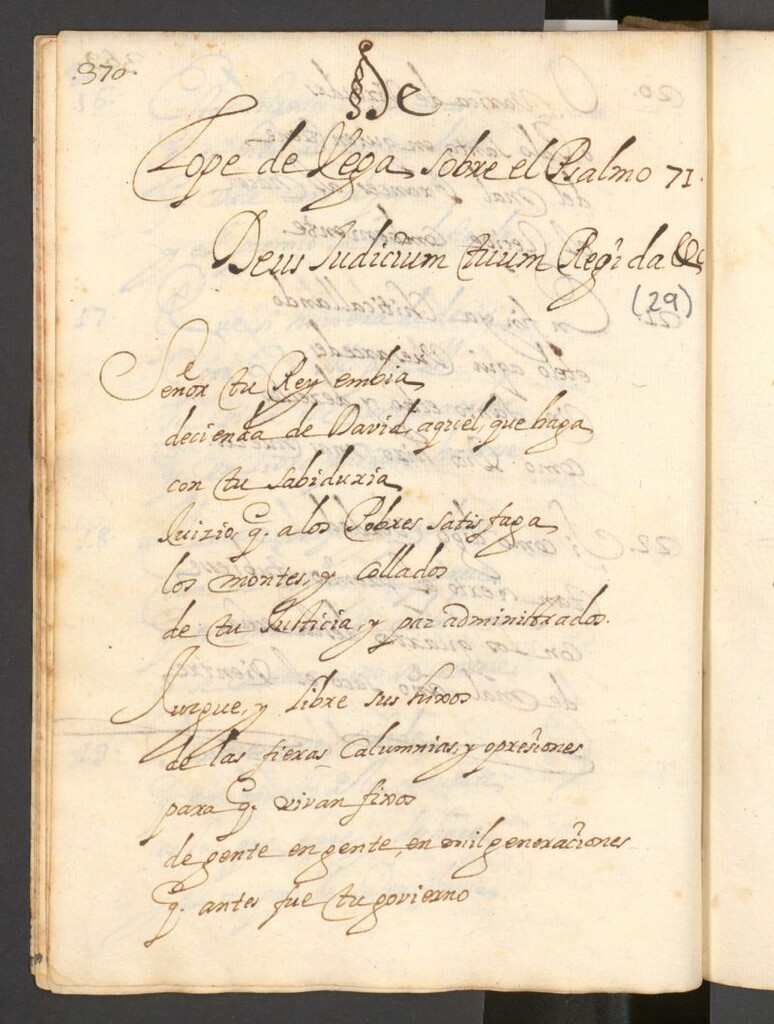 Miniatura de De Lope de Vega sobre el Psalmo 71. Deus judicium tuum Regida, &