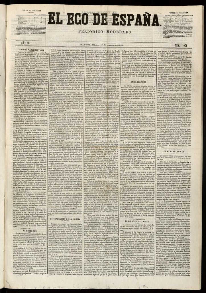 Miniatura de El Eco de España del 19 de agosto de 1873
