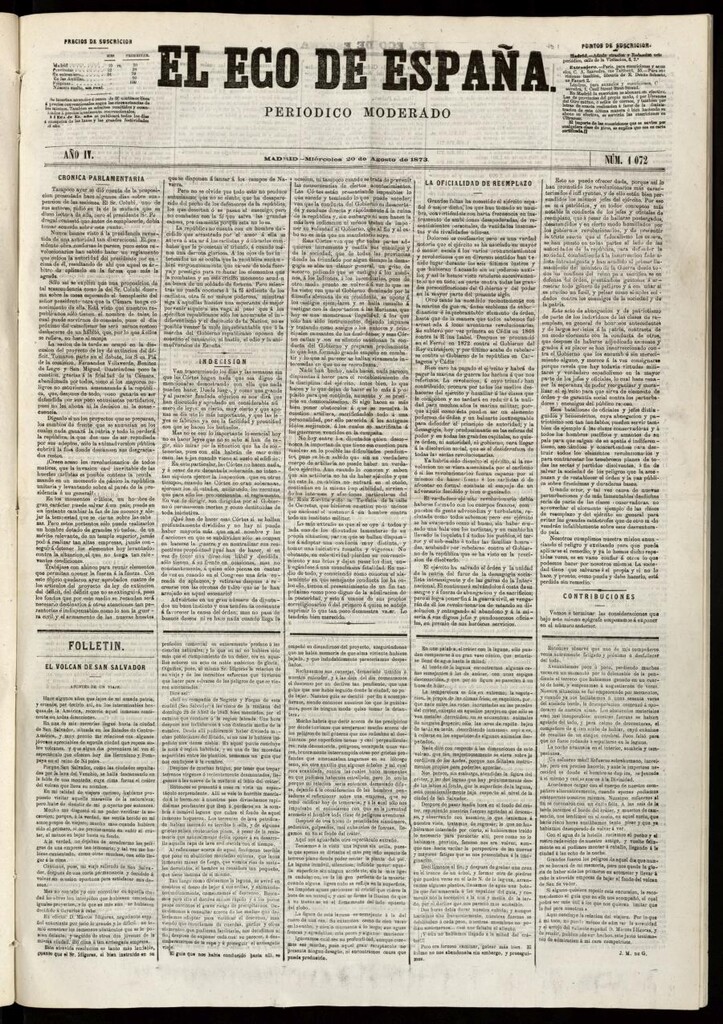 Miniatura de El Eco de España del 20 de agosto de 1873